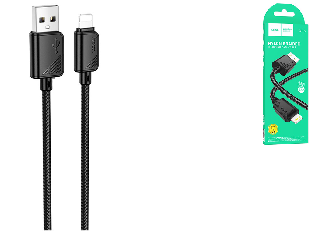 Кабель USB Hoco X113 Lightning 2.4A Колір Чорний