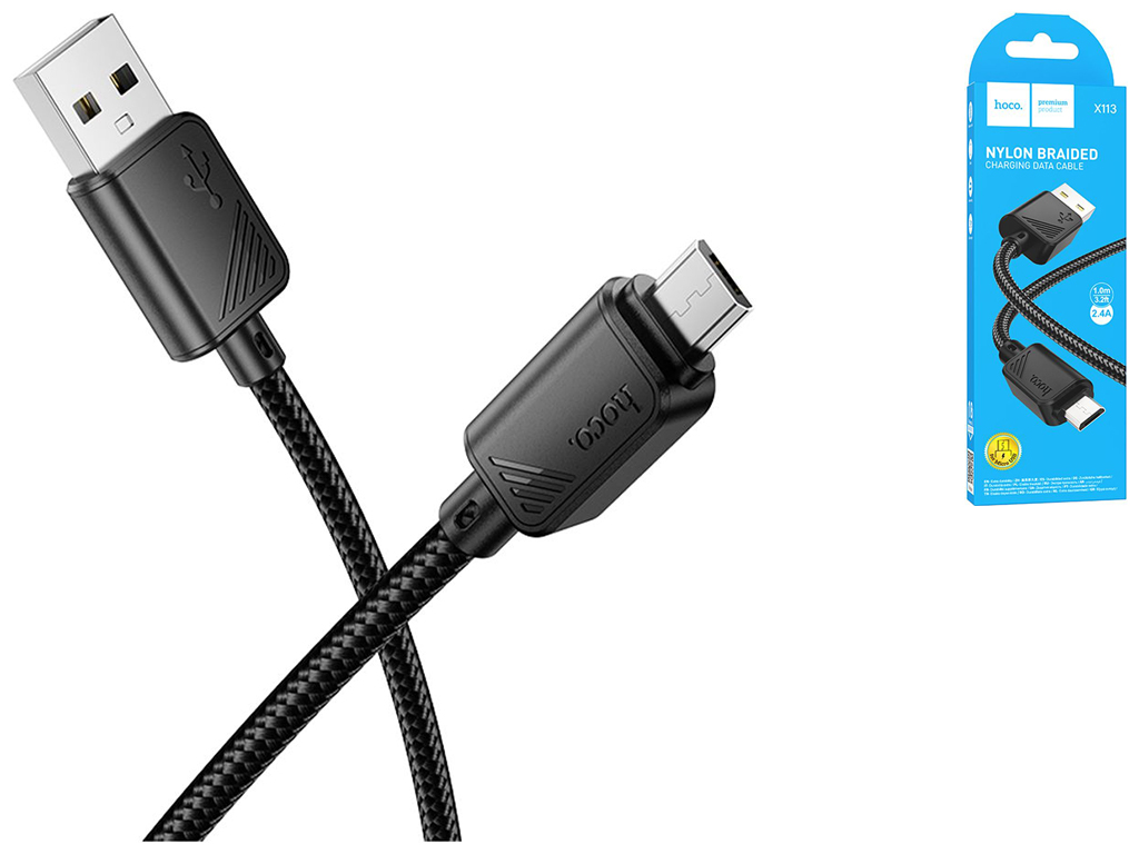 Кабель USB Hoco X113 Micro 2.4A Колір Чорний