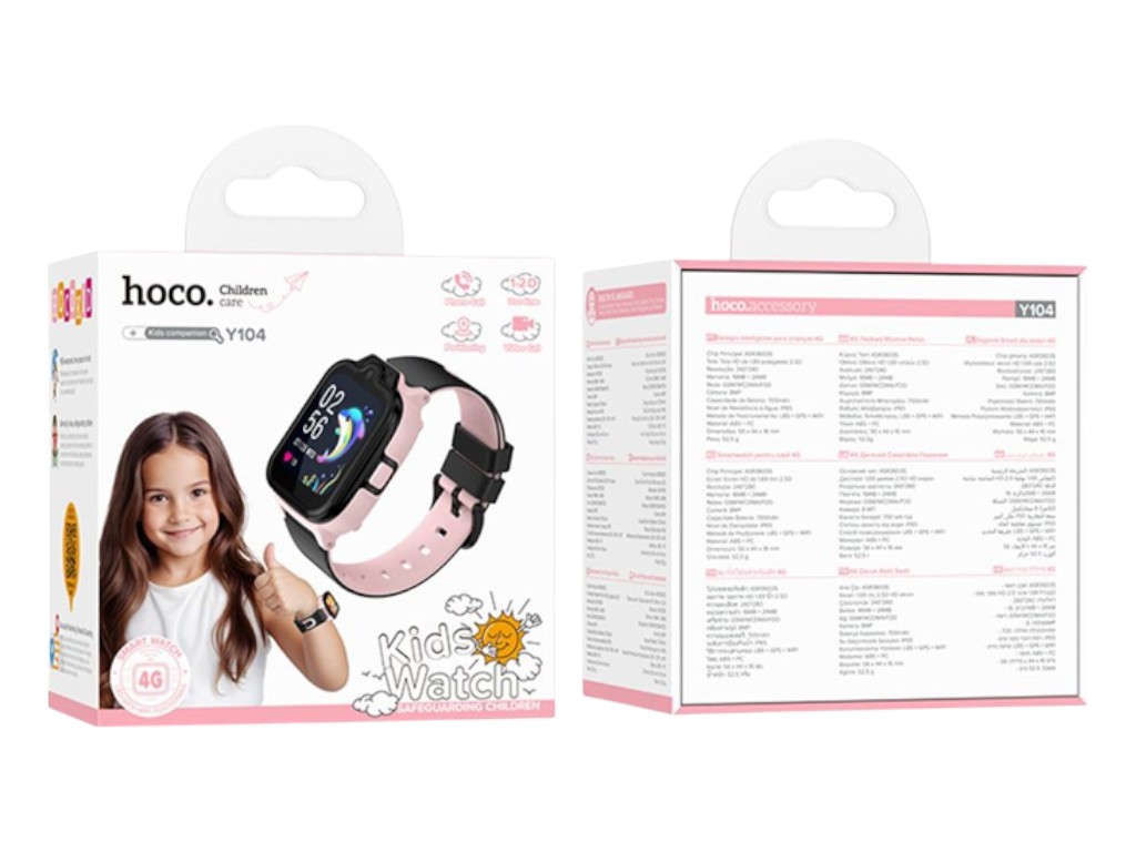 Дитячий смарт-годинник Hoco Y104 4G GPS, рожевий
