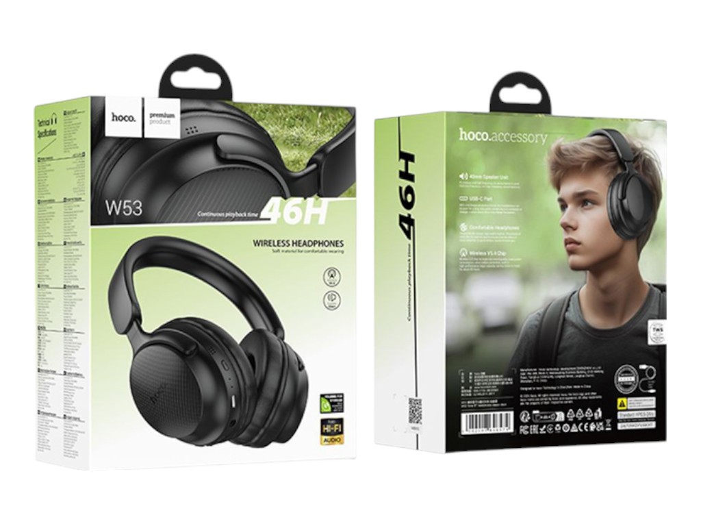 Bluetooth стерео гарнітура Hoco W53, чорний