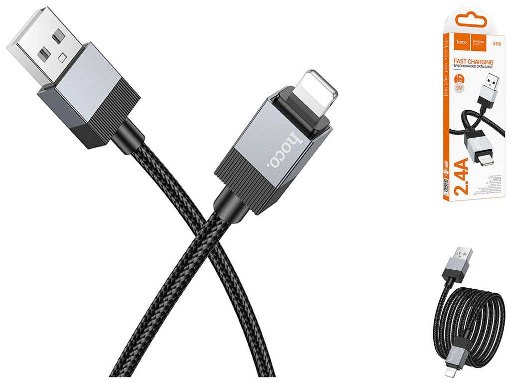 Кабель USB Hoco X110 Lightning 2.4A Колір Чорний