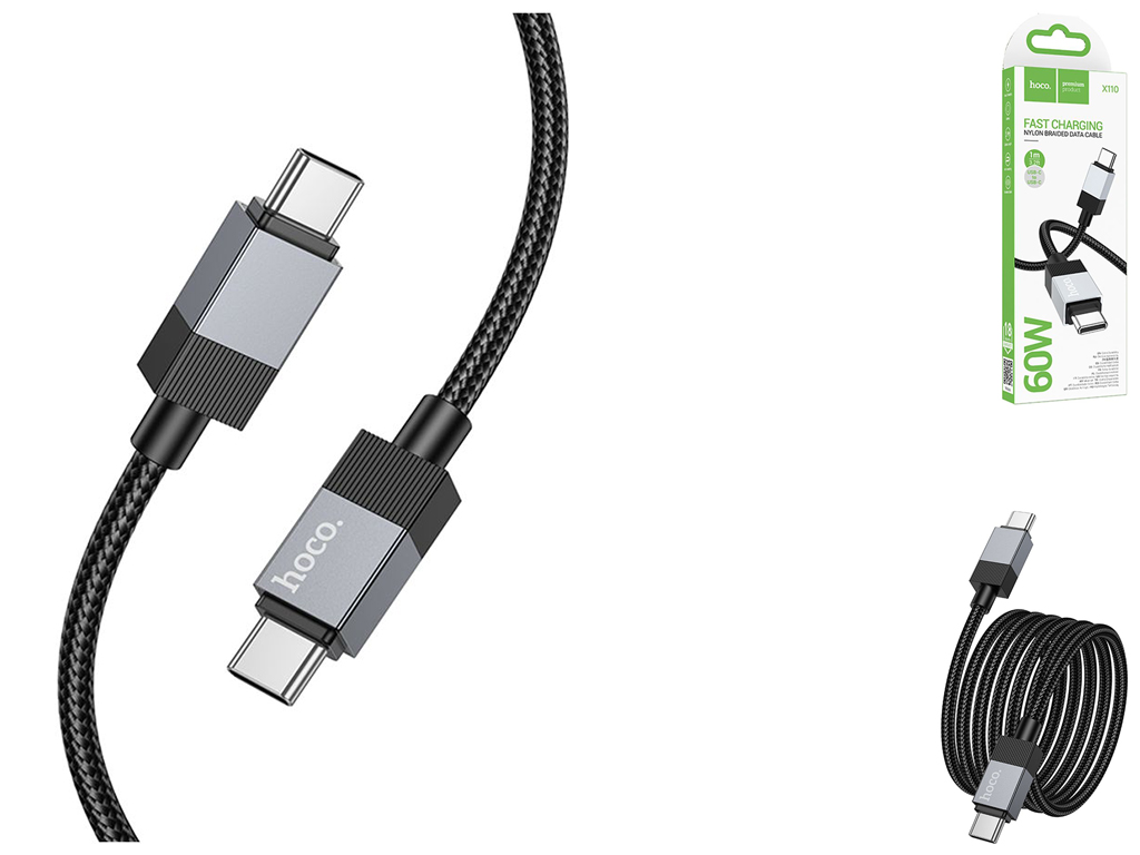Кабель USB Hoco X110 Type-C to Type-C 60W Колір Чорний