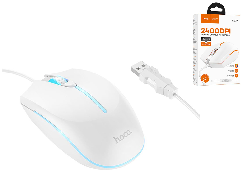 Мышь Игровая USB Hoco GM37 Wonderful gaming luminous Цвет Белый