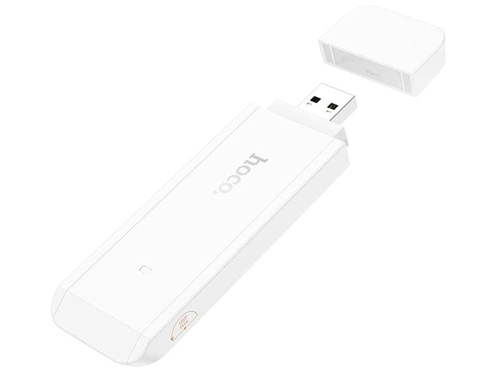 Модем Hoco HI40 Portable, Wi-Fi 2.4ГГц, USB-A, Micro SIM, 150Мб/с, 2 антенны, 103×33×9мм, белый