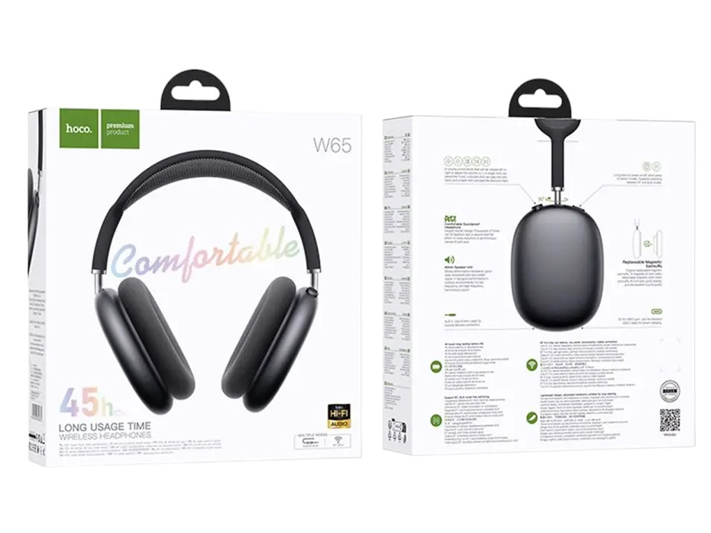 Bluetooth стерео гарнітура Hoco W65, темно-сірий