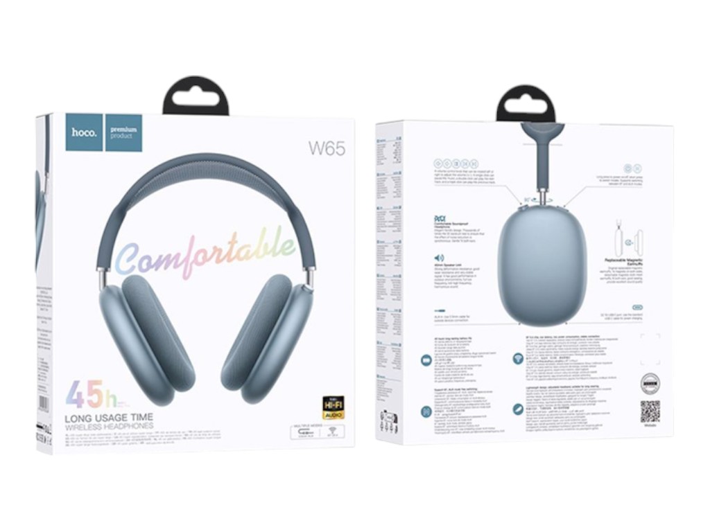 Bluetooth стерео гарнітура Hoco W65, синій