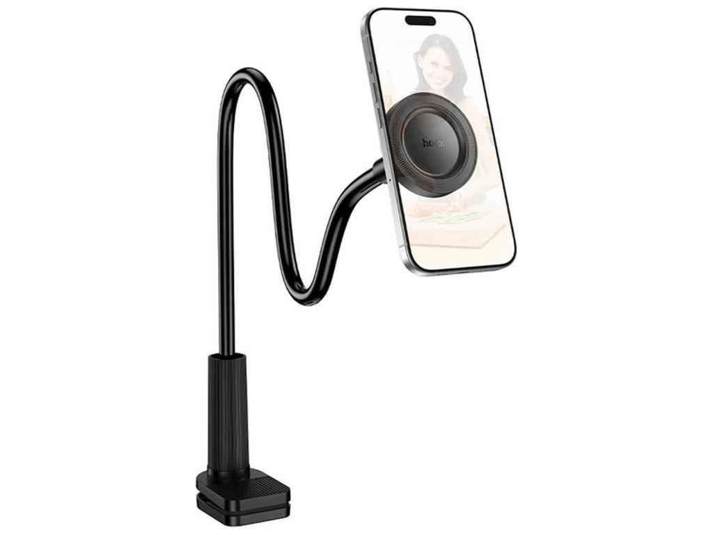 Тримач на прищіпці Hoco HD13 Ring Magnetic, для смартфонів/планшетів 4.5-7", пластик, колір чорний