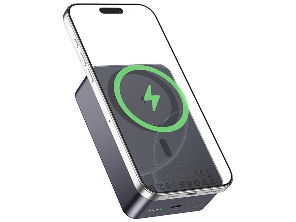 Power Bank Hoco J160B Original, PD20W, 20000mAh, магнітний, бездротова зарядка, ABS+PC, колір сірий