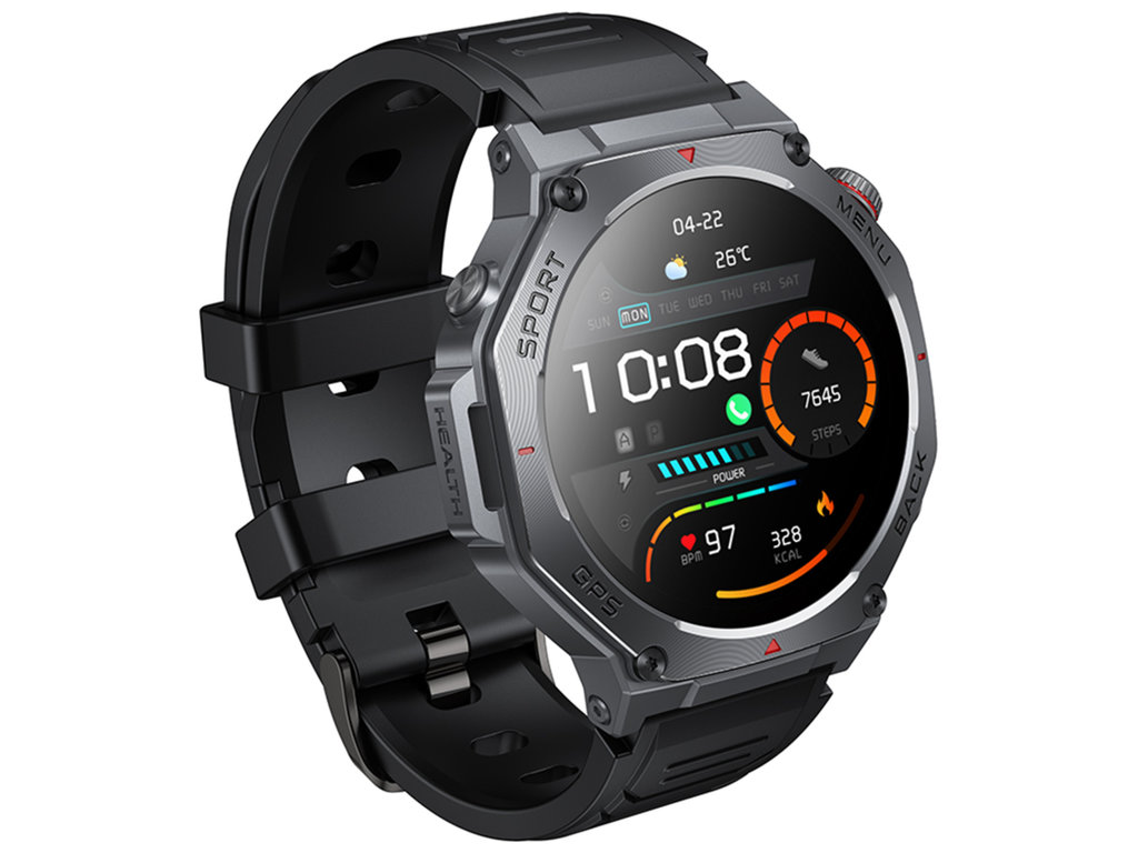 Смарт-годинник Hoco Y37, Bluetooth 5.3, GPS, AMOLED дисплей, 520мАч, алюмінієвий сплав, колір чорний