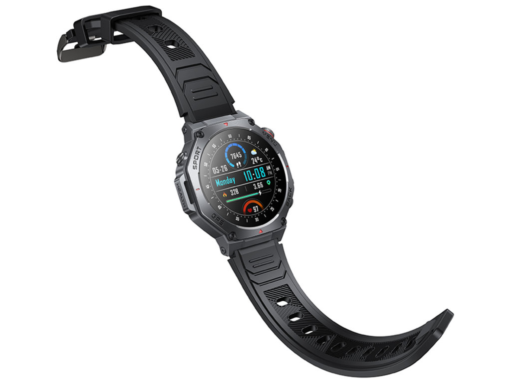 Смарт-годинник Hoco Y37, Bluetooth 5.3, GPS, AMOLED дисплей, 520мАч, алюмінієвий сплав, колір чорний