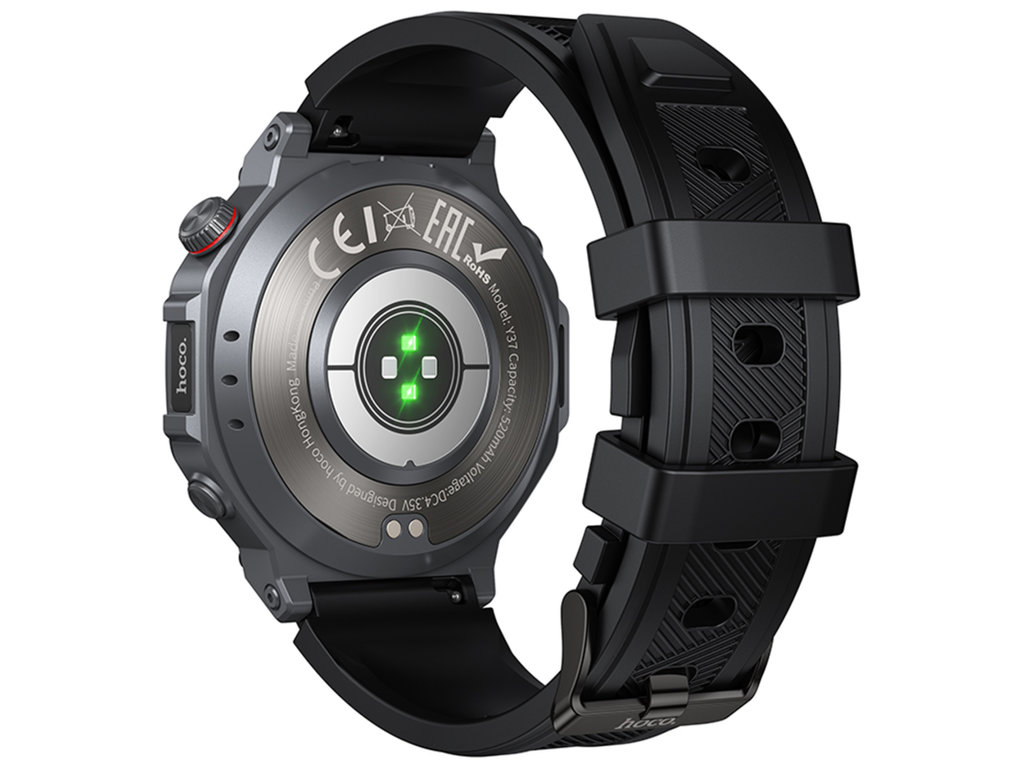 Смарт-годинник Hoco Y37, Bluetooth 5.3, GPS, AMOLED дисплей, 520мАч, алюмінієвий сплав, колір чорний
