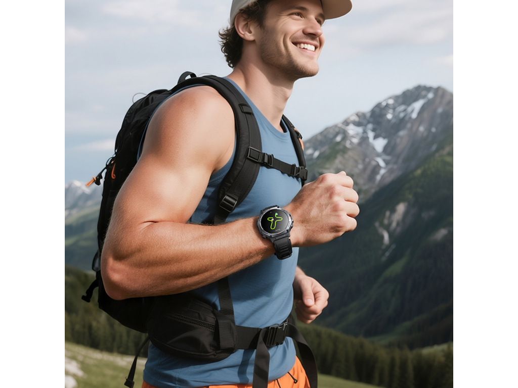 Смарт-годинник Hoco Y37, Bluetooth 5.3, GPS, AMOLED дисплей, 520мАч, алюмінієвий сплав, колір чорний