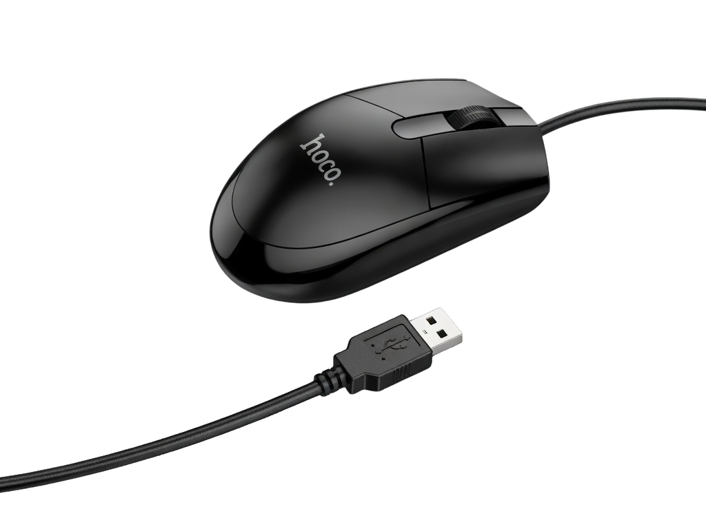 Клавіатура та миша Hoco DI50, провідні, USB, 104 клавіші, мембранні, DPI 1200, ENG/RU, колір чорний