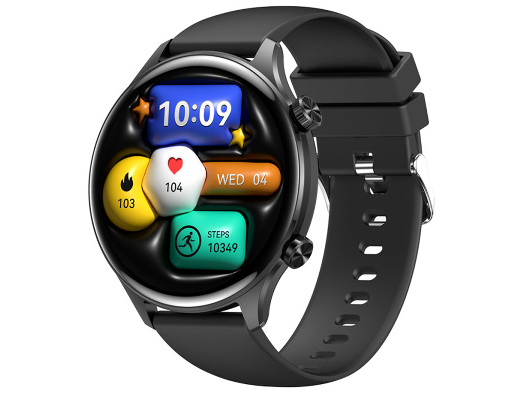 Смарт-годинник XO J14, AMOLED дисплей, Bluetooth, 300мАч, цинковий сплав, скло, 160×90×30мм, чорний
