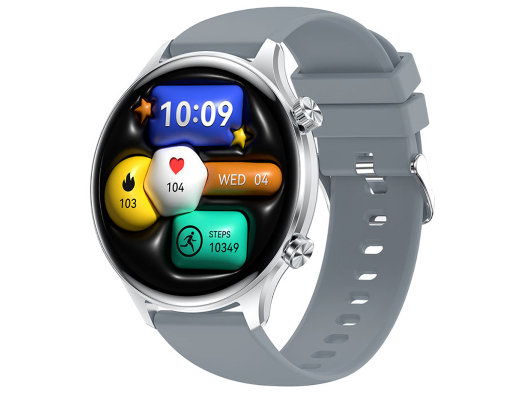 Смарт-годинник XO J14, AMOLED дисплей, Bluetooth, 300мАч, цинковий сплав, скло, 160×90×30мм, сірий