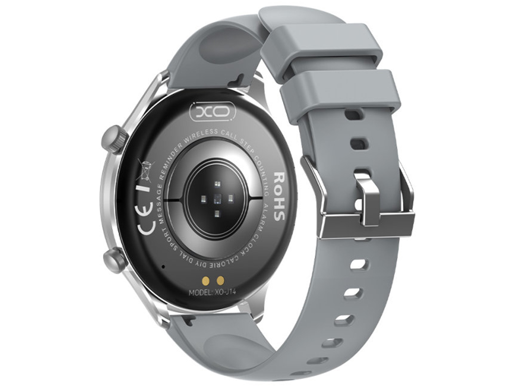 Смарт-годинник XO J14, AMOLED дисплей, Bluetooth, 300мАч, цинковий сплав, скло, 160×90×30мм, сірий