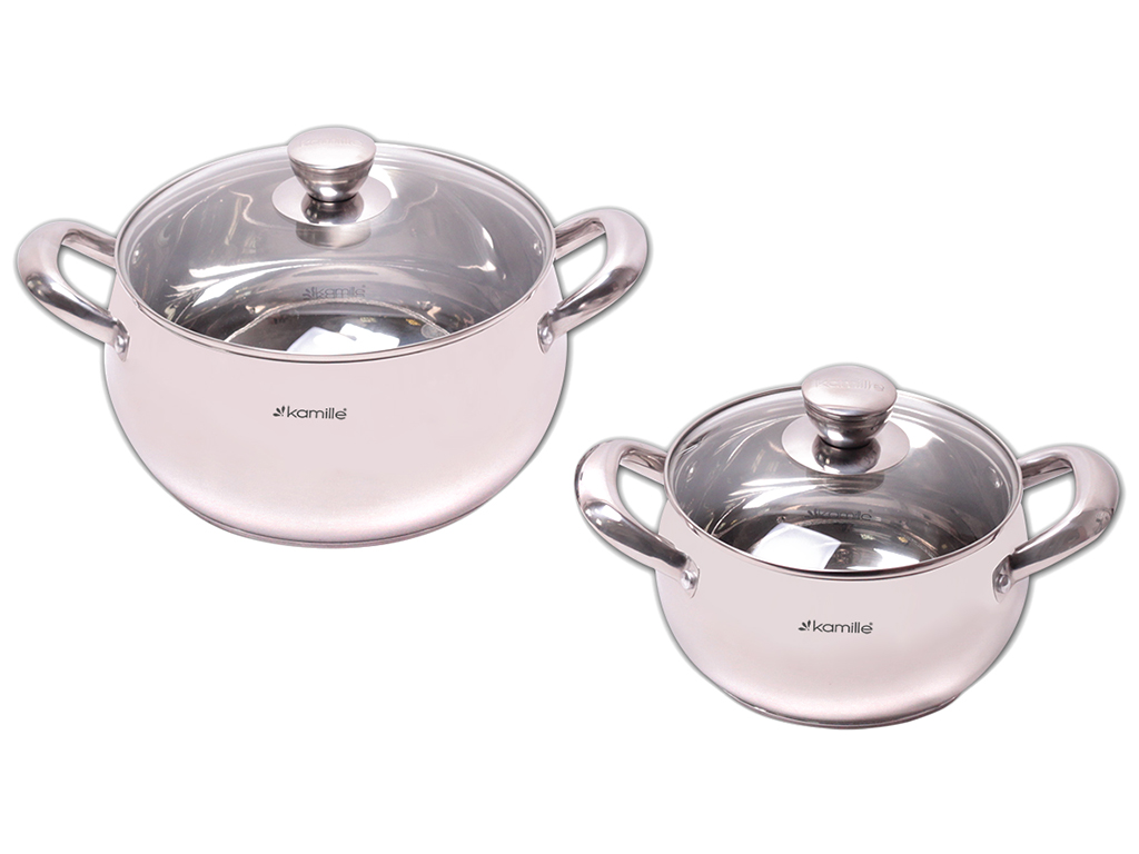 Набор кастрюль Kamille из нержавеющей стали 4 предмета (2,9л, 6,7л)