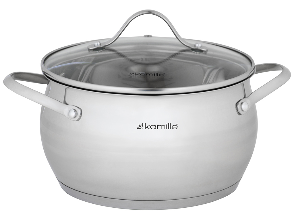Набор кастрюль Kamille из нержавеющей стали 6 пр. (16х10см 2,1л, 20х11,5см 3,7л, 24х13,5см 6,1л)