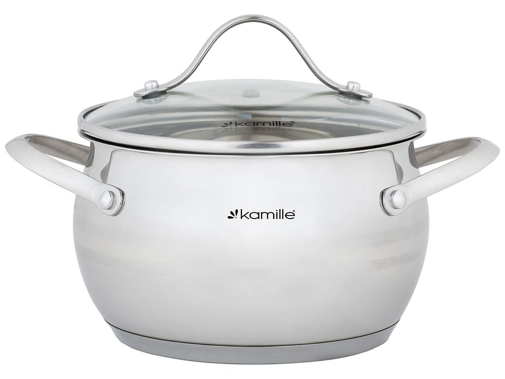 Набор кастрюль Kamille из нержавеющей стали 6 пр. (16х10см 2,1л, 20х11,5см 3,7л, 24х13,5см 6,1л)