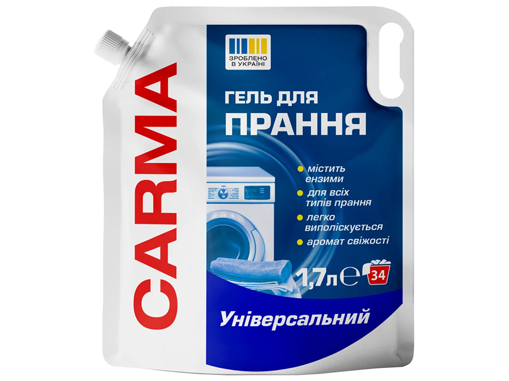 Гель для стирки Carma Универсальный, 1,7л, дой-пак