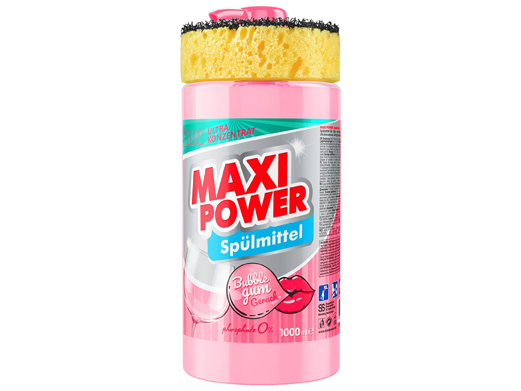 Средство для мытья посуды Maxi Power Бабл Гам, 1л