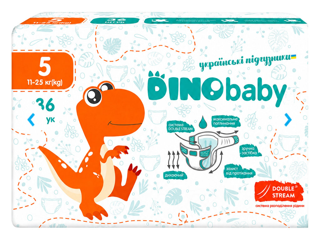 Підгузки DinoBaby, розмір 5, 11-25кг, 36шт