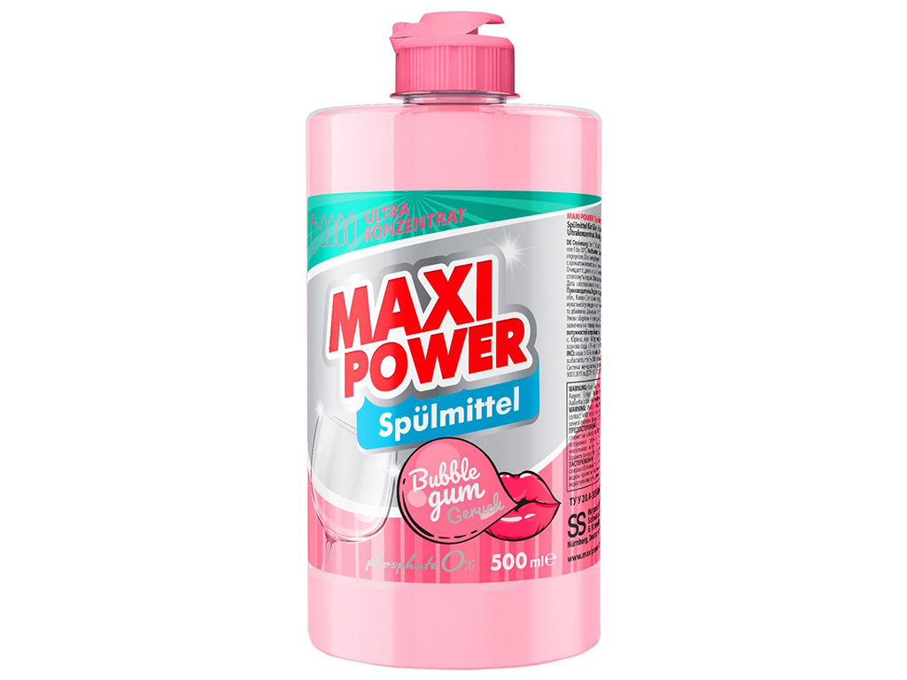 Средство для мытья посуды Maxi Power Бабл Гам, 500мл