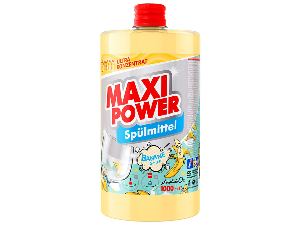 Средство для мытья посуды Maxi Power Банан, 1л, запаска