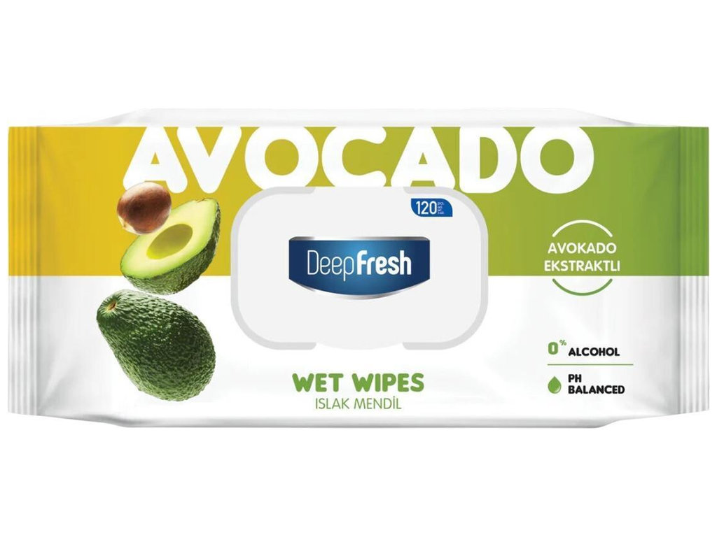 Серветки вологі DeepFresh Green Nature Avocado, з екстрактом авокадо, неткане полотно, 120шт