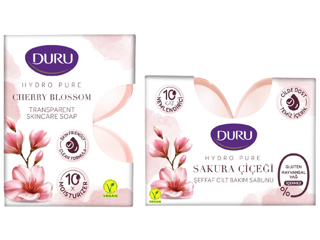 Мыло Duru Hydro Pure, прозрачное, с ароматом цветущей вишни, 135г (цена за 2 шт)