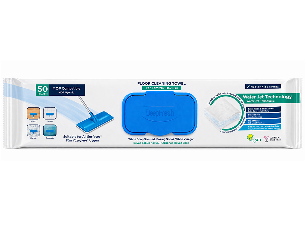 Серветки вологі DeepFresh Mop Soap, для прибирання підлоги, неткане волокно, з ароматом мила, 50шт