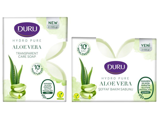 Мыло Duru Hydro Pure, с экстрактом алоэ вера, прозрачное, увлажняющее, 135г (цена за 2 шт)