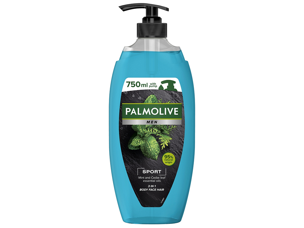 Гель для душа Palmolive Men Sport Эфирные масла мяты и листьев кедра, 750мл