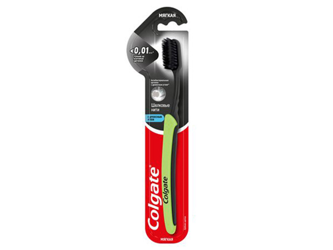 Зубная щётка Colgate Slim Soft Charcoal, мягкая, шёлковые нити, с углём (цена за 1шт)