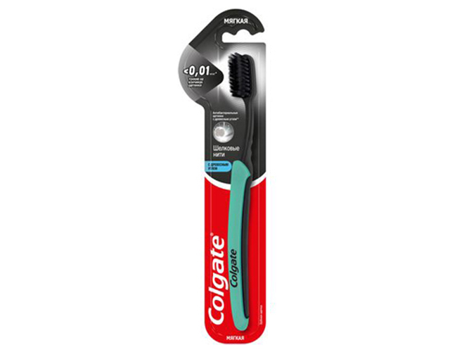 Зубная щётка Colgate Slim Soft Charcoal, мягкая, шёлковые нити, с углём (цена за 1шт)