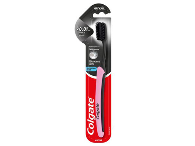 Зубная щётка Colgate Slim Soft Charcoal, мягкая, шёлковые нити, с углём (цена за 1шт)