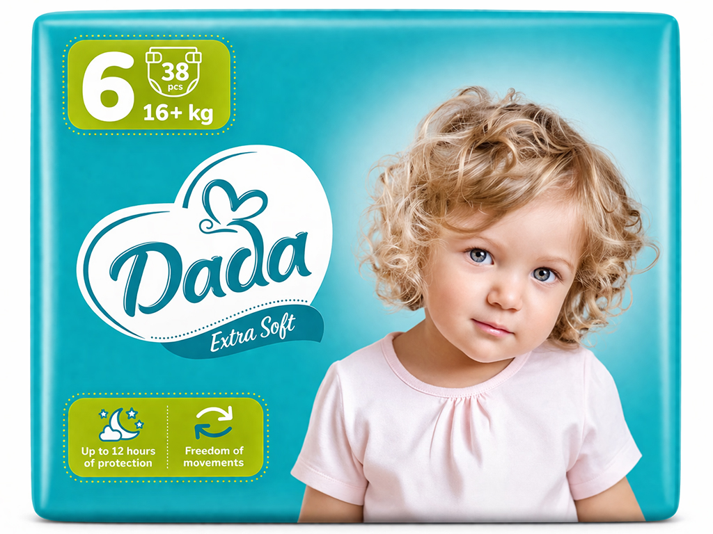 Підгузки Dada Extra Soft, одноразові, розмір 6, 16+ кг, 38шт