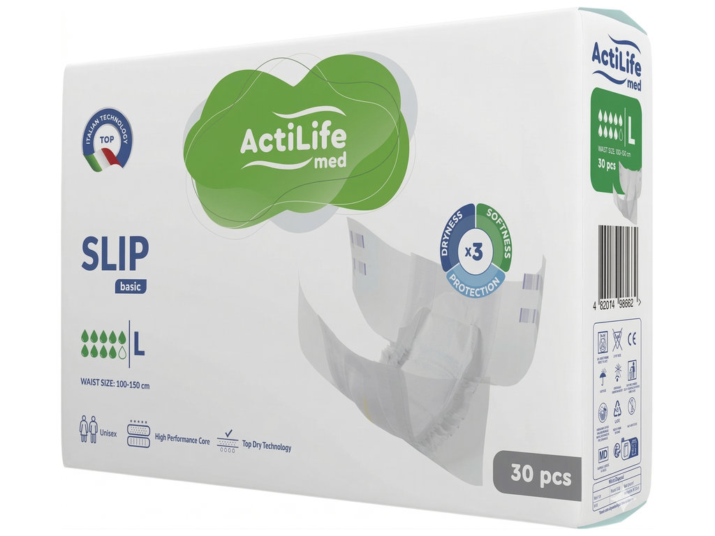 Підгузки для дорослих ActiLife Med Basic L, одноразові, поліестер, целюлоза, 100-150см, 30шт
