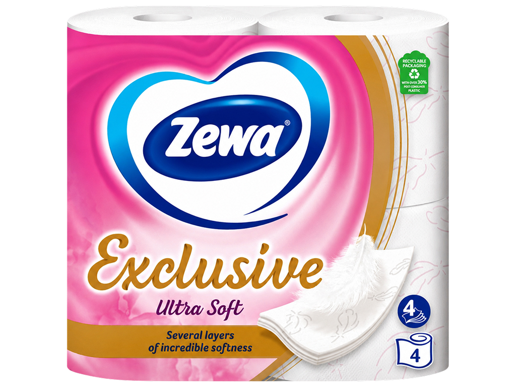 Туалетная бумага Zewa Exclusive Ultra Soft, 4 слоя, 4шт, (цена за упаковку)