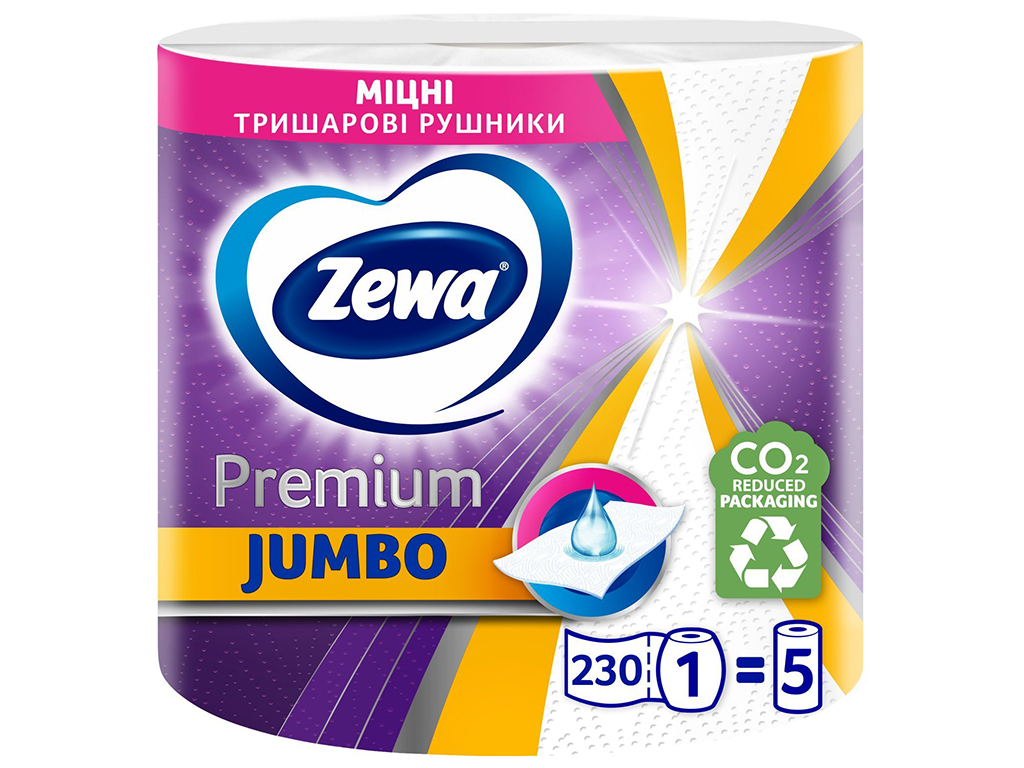 Бумажные полотенца Zewa Jumbo Premium, 3х слойные, 230 отрывов