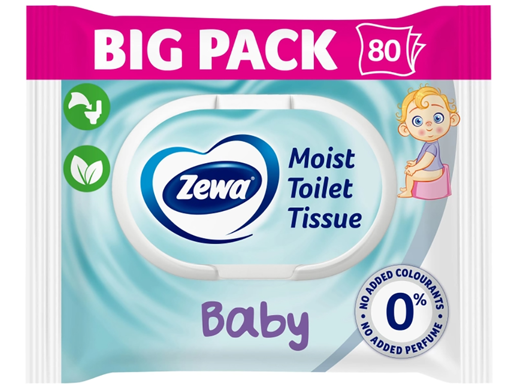 Вологий туалетний папір Zewa Baby, 80шт