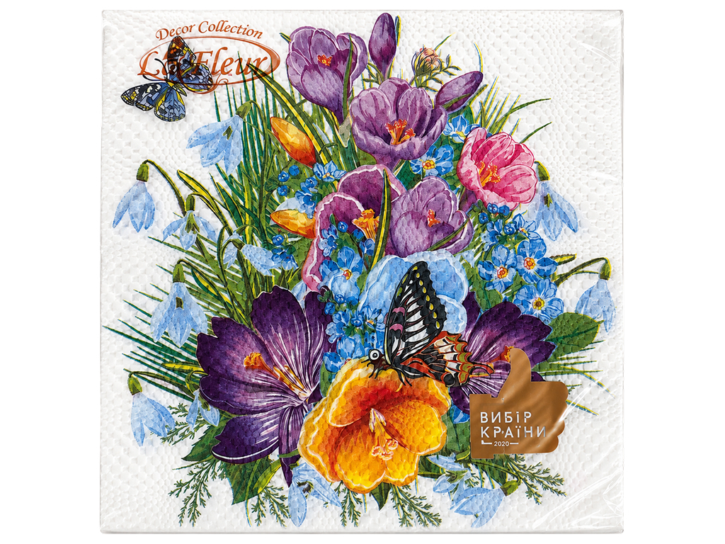 Салфетки бумажные двухслойные La Fleur Первоцвет, 33×33 см, 16 шт