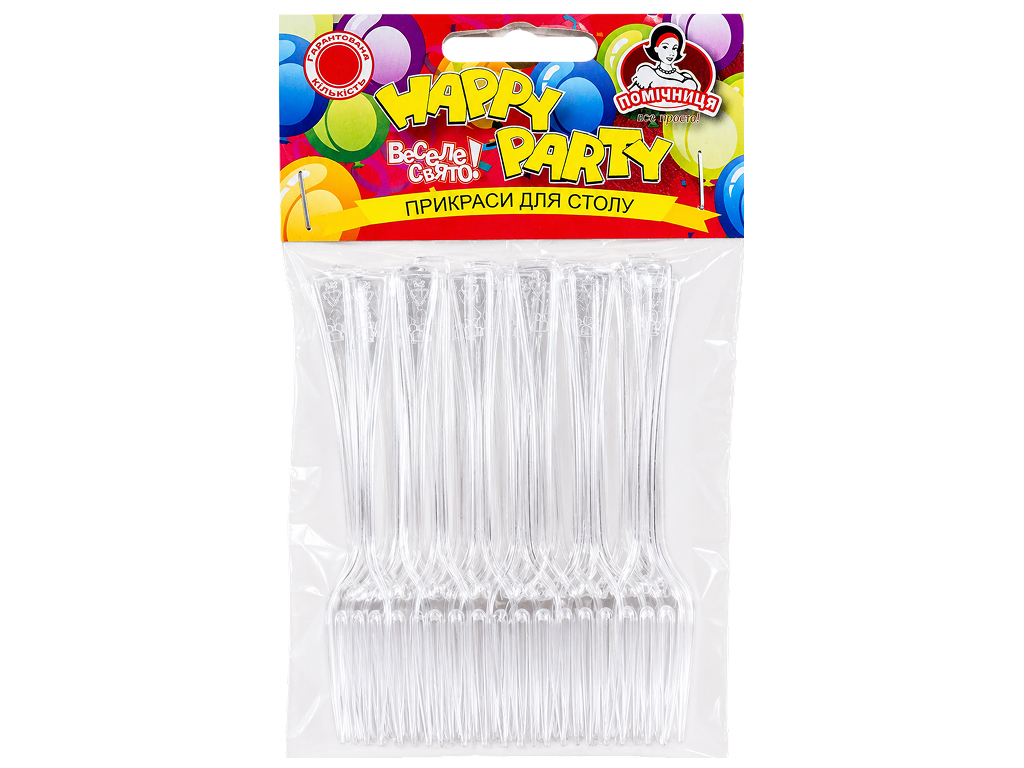 Набор одноразовых пластиковых вилок Помічниця Happy Party, 25 шт