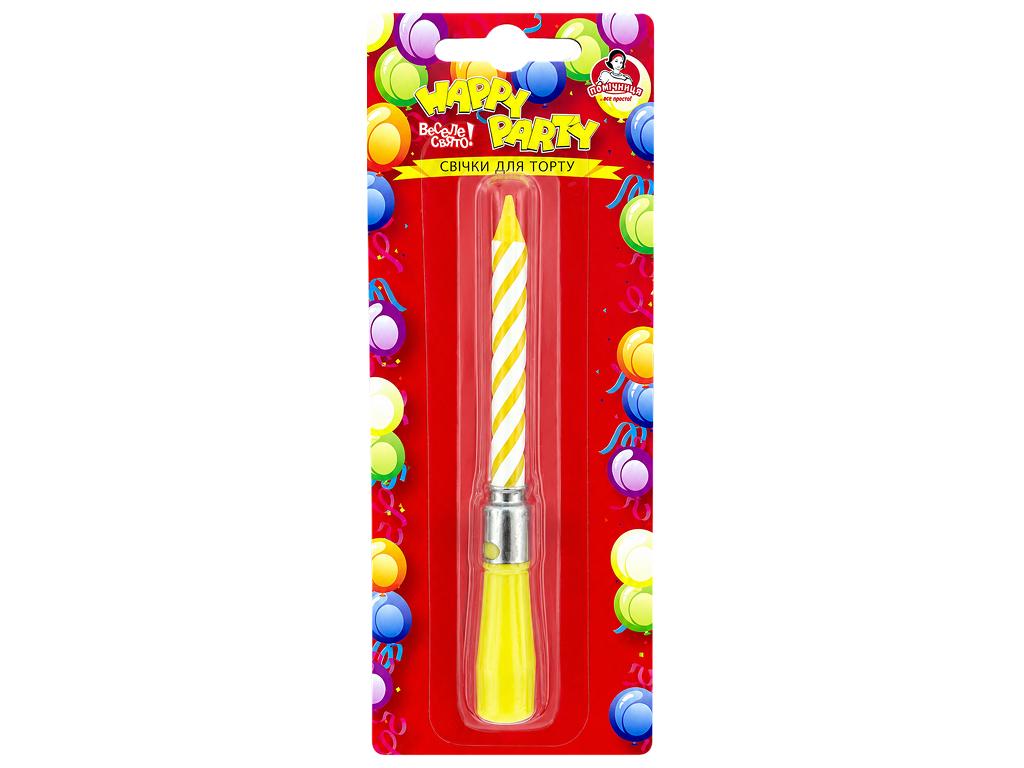Свечка музыкальная с подставкой Помічниця Happy Party 12 см