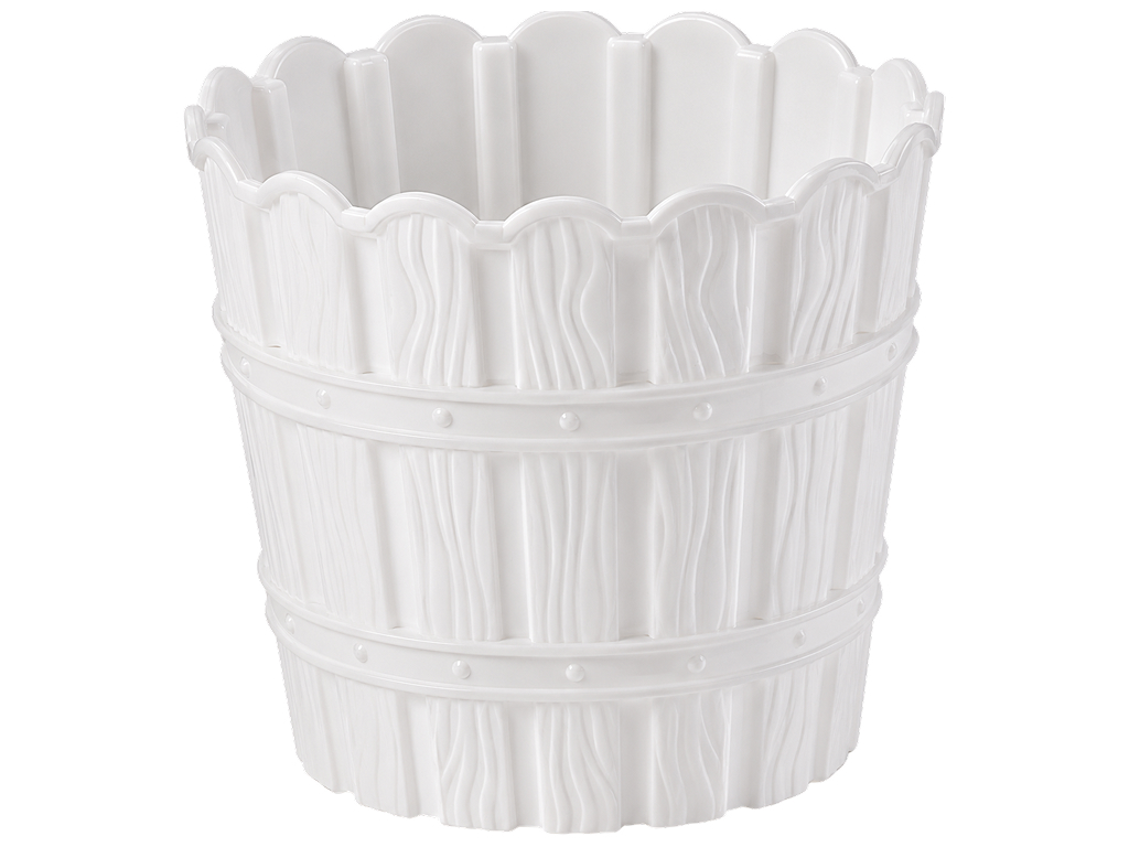Горщик для квітів Violet House Bamboo White, з внутрішнім зливом, білий, 7 л