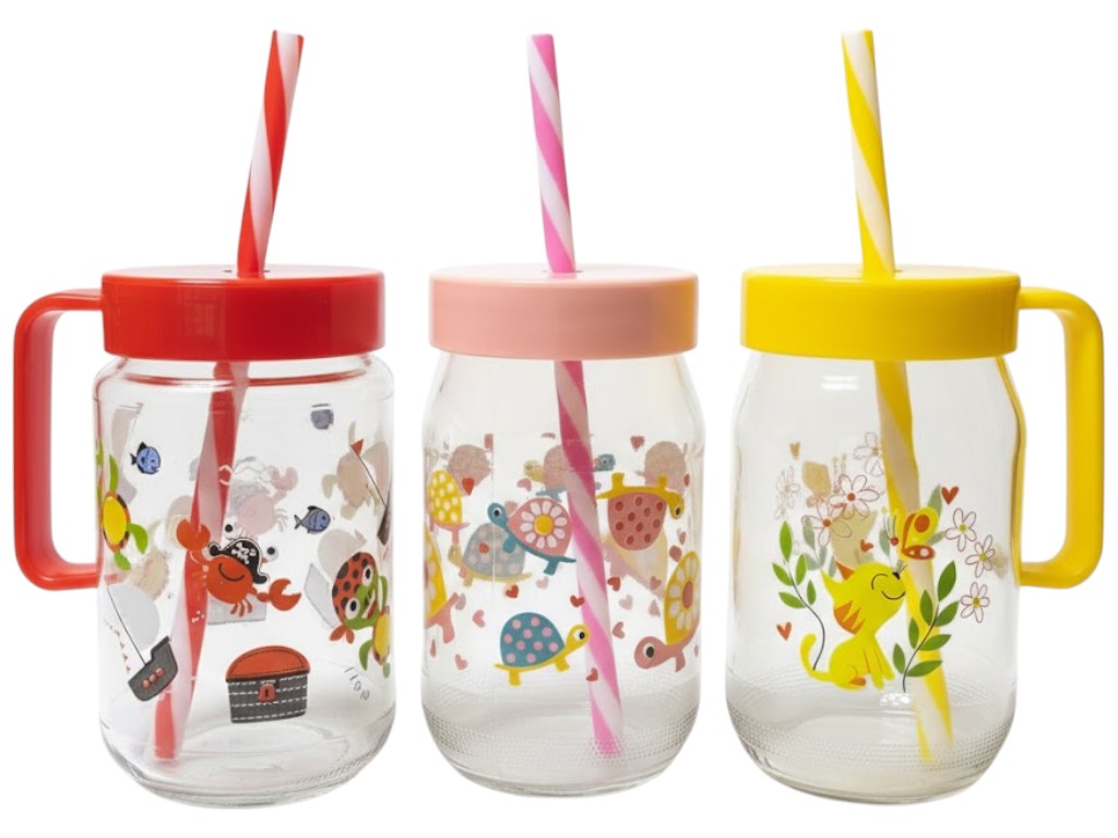 Чашка Herevin Decorated Mug-Mix-Double Colour Straw-SCT, 370мл, с трубочкой, 8690070250805