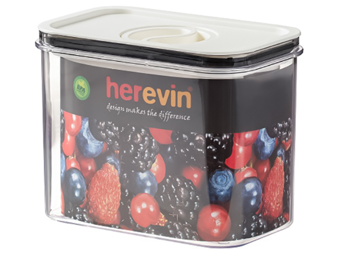 Контейнер Herevin Canister-Vacuum Lid-White-Black, вакуумная крышка, 1,2л, 8699038126855