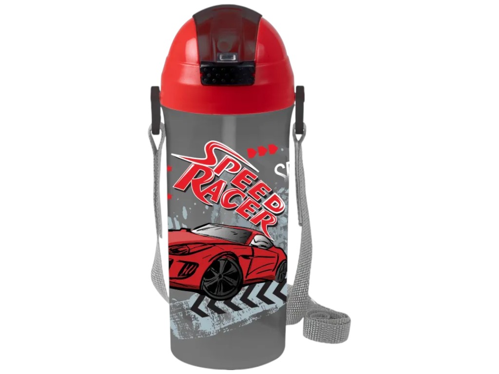 Бутылка для воды Herevin Speed Racer, пластик, 600мл, 22×9×9см, цвет серый с красным
