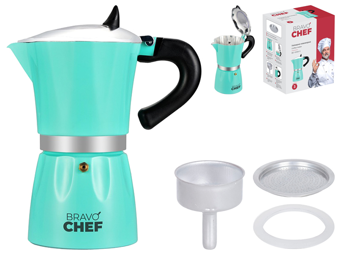 Гейзерная кофеварка Bravo Chef, на 3 кофейные чашки, 6900068152717
