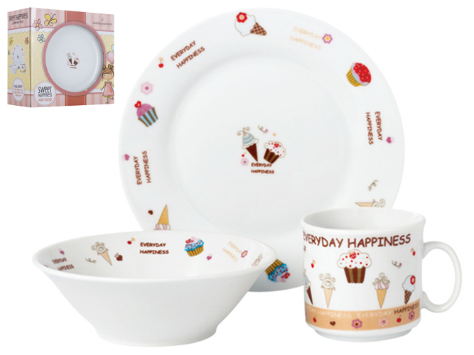 Набір посуду дит. фарфор Limited Edition "Sweet happiness" 3 предм. (чашка, тарілка, супник) 86560